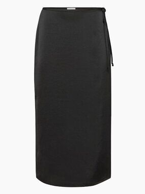 Aritzia Wilfred Elixir Satin Midi Pencil Skirt Black Size 00